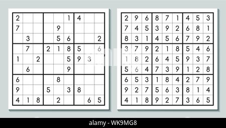 Sudoku mit der Antwort. Vektor puzzle Spiel Stock Vektor