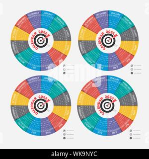 Kalender 2020, 2021,2022 und 2023 Vorlage Kalender. Kalender Design. Kalender vektor design Briefpapier Vorlage. Vector Illustration. Stock Vektor