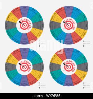 Kalender 2020, 2021,2022 und 2023 Vorlage Kalender. Kalender Design. Kalender vektor design Briefpapier Vorlage. Vector Illustration. Stock Vektor