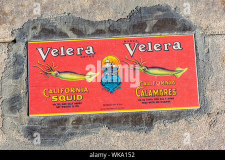 Velera Squid Label, Monterey, Kalifornien. Stockfoto