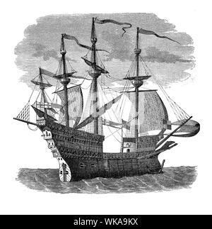 Heinrich VIII. von England Mary Rose, beeindruckender Mann-von-Krieg Flaggschiff der englischen Flotte im 16. Jahrhundert Stockfoto