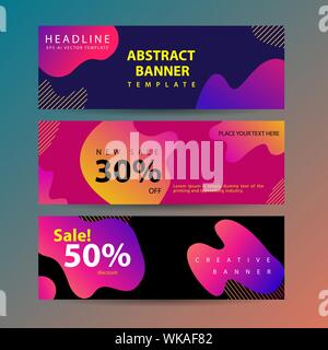 Abstrakte moderne Grafik flüssig Banner mit dynamischen farbigen Formen und Linien. Gradient abstrakte Banner mit fließenden Flüssigkeiten, Formen. Stock Vektor