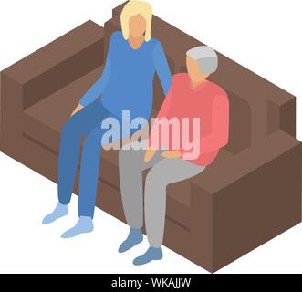 Senior Paar auf dem Sofa Symbol, isometrische Stil Stock Vektor
