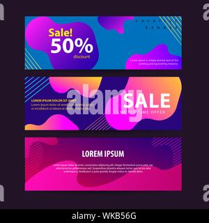 Abstrakte moderne Grafik flüssig Banner mit dynamischen farbigen Formen und Linien. Gradient abstrakte Banner mit fließenden Flüssigkeiten, Formen. Stock Vektor