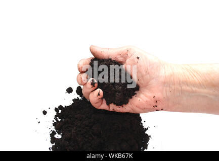 Schwarz in der hand des Bodens Stockfoto