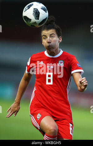 Newport, Großbritannien. 03 Sep, 2019. Angharad James von Wales Frauen in Aktion. Wales Frauen v Nordirland Frauen, Frauen der UEFA Euro 2021 Meisterschaft, Gruppe c Qualifikationsspiel an Rodney Parade in Newport, South Wales am Dienstag, 3. September 2019. pic von Andrew Obstgarten/Alamy leben Nachrichten Stockfoto