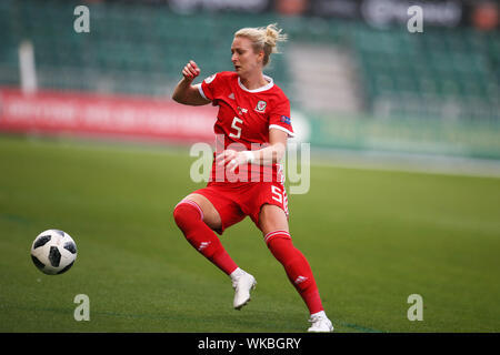 Newport, Großbritannien. 03 Sep, 2019. Rhiannon Roberts von Wales Frauen in Aktion. Wales Frauen v Nordirland Frauen, Frauen der UEFA Euro 2021 Meisterschaft, Gruppe c Qualifikationsspiel an Rodney Parade in Newport, South Wales am Dienstag, 3. September 2019. pic von Andrew Obstgarten/Alamy leben Nachrichten Stockfoto