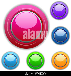 Illustration der bunten Tasten auf weißem Hintergrund Stockfoto