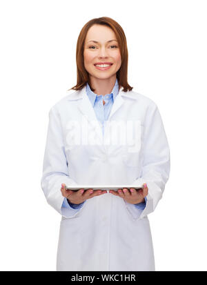 lächelnd, Ärztin und Tablet-pc-computer Stockfoto