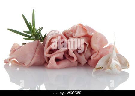 frisch rasiert Schinken auf einem weißen Hintergrund Stockfoto