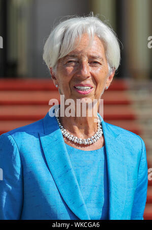 Leipzig, Deutschland. 31 Aug, 2019. Christine Lagarde, designierter Präsident der EZB, wird die Bundeskanzlerin mit der Ehrendoktorwürde der Leipzig Graduate School of Management (HHL). Kredite: Jan Woitas/dpa-Zentralbild/dpa/Alamy leben Nachrichten Stockfoto