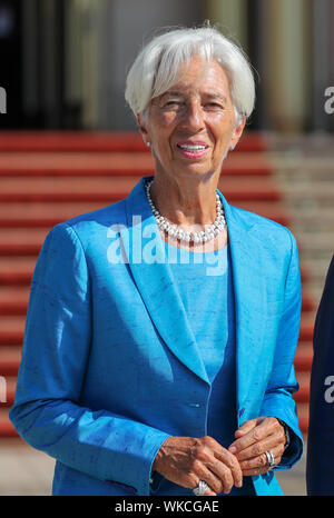 Leipzig, Deutschland. 31 Aug, 2019. Christine Lagarde, designierter Präsident der EZB, wird die Bundeskanzlerin mit der Ehrendoktorwürde der Leipzig Graduate School of Management (HHL). Kredite: Jan Woitas/dpa-Zentralbild/dpa/Alamy leben Nachrichten Stockfoto