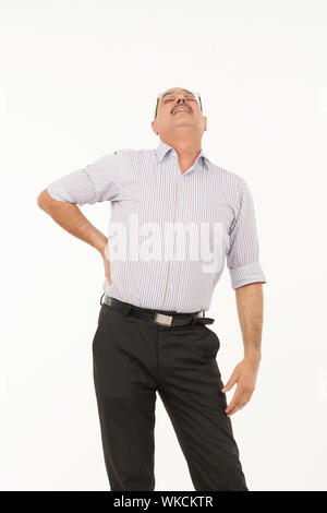 Geschäftsmann, leiden unter Schmerzen im unteren Rücken Stockfoto