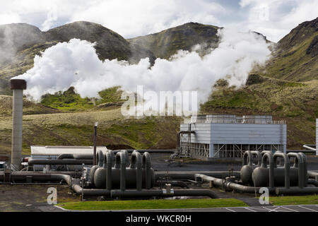 Hellisheidi nachhaltige Energie geothermisches Kraftwerk in Hengill, Island Stockfoto