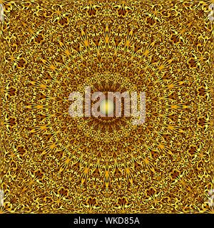 Golden nahtlose floral Kaleidoskop mandala Muster Tapete - orientalische abstract Vector meditation Hintergrundbild Stock Vektor