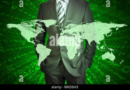 Geschäftsmann mit leuchtenden Figuren. Elemente dieses Bild sind von der NASA eingerichtet Stockfoto