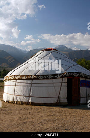 Die Jurte in der Nähe des Issyk Kul in Kirgisistan Stockfoto