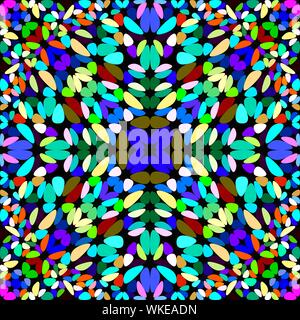 Farbenfrohe abstrakte nahtlose Blume Kaleidoskop Muster Tapete - Tribal Vector Graphic Design Stock Vektor