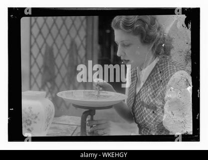 Jüdische Fabriken in Palästina auf Ebene von Sharon und entlang der Küste nach Haifa. Tel Aviv. A. Barbash die hohe Temperatur malen auf Porzellan. Malerei mit Metall farben Stockfoto
