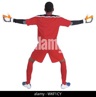 Torhüter in Rot auf weißem Hintergrund zu speichern. Stockfoto