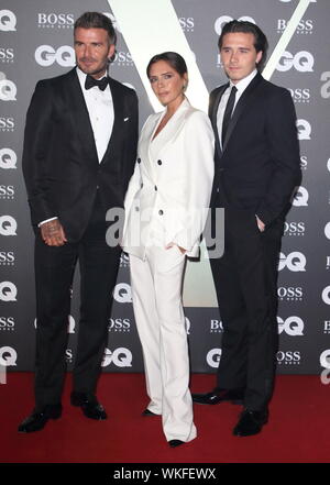 London, Großbritannien. 03 Sep, 2019. David Beckham, Victoria Beckham und Brooklyn Beckham an der GQ Männer des Jahres Auszeichnungen in der Tate Modern Bankside in London statt. Credit: SOPA Images Limited/Alamy leben Nachrichten Stockfoto