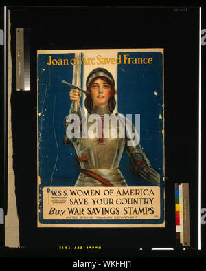 Jeanne d'Arc gespeichert Frankreich - Frauen von Amerika, ihr Land zu retten -- Krieg Einsparungen Briefmarken/Haskell Sarg kaufen. Stockfoto