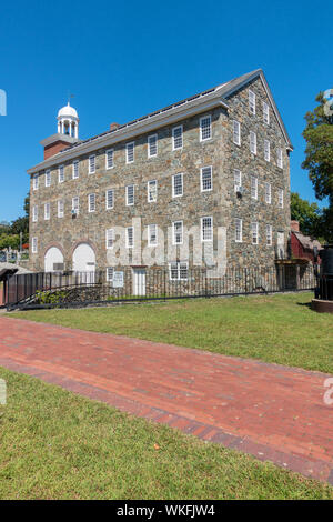 Die Wilkinson Mühle an der Slater Mill Historic Site Textile Museum Komplex auf der Blackstone River in Pawtucket Rhode Island USA Stockfoto