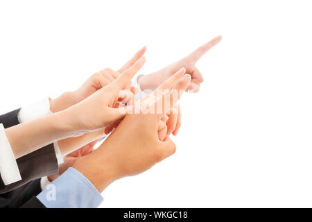 Geschäft Leute Hände die gleiche Richtung zeigen Stockfoto
