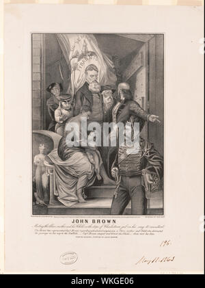John Brown. Tagung der Slave-Mutter und ihr Kind auf den Stufen des Charlestown Gefängnis auf dem Weg zu seiner Hinrichtung Abstract: Im Norden Ausgestellt während des Bürgerkriegs, das Melodramatische Schilderung einer apokryphen Vorfall aus dem Leben von John Brown muss hatte eindeutig propagandistischen Obertöne haben. In Wirklichkeit eine gewaltsame Sklavenbefreiung Fanatiker, Braun wurde 1859 wegen Landesverrats verurteilt, Anstiftung zu Slave Rebellion, und Mord in seinem gescheiterten Versuch das Arsenal an der Harpers Ferry, zu ergreifen und eine bewaffnete slave Aufstand im Süden entzünden. Doch durch seinen Prozess und die Hinrichtung von Charles Town, Virginia, Stockfoto