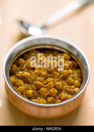 Nahaufnahme einer Schüssel indische vegetarische Channa Masala curry Stockfoto