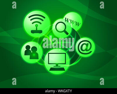 Social Media zeigt World Wide Web und News-Feed Stockfoto