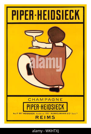 CHAMPAGNER Vintage 1900 Graphic light Humor Champagner Poster ‘PIPER-HEIDSIECK Französisch CHAMPAGNE’ Reims France 1910 Stockfoto