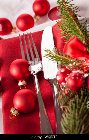 Red themenbezogene Weihnachten Ort, Einstellung Stockfoto