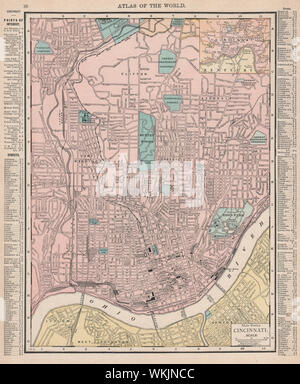 Cincinnati Town City Karte planen. Ohio. RAND MCNALLY 1906 alte antike Grafik Stockfoto