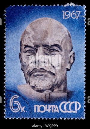Sowjetunion Briefmarke - Büste von Lenin in Ulan-Ude, Republik Burjatien, Russland Stockfoto