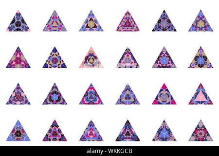 Polygonale verzierte Mosaik Dreieck Form gesetzt - geometrisch abstrakten geometrischen vector Designs mit Dreiecken Stock Vektor