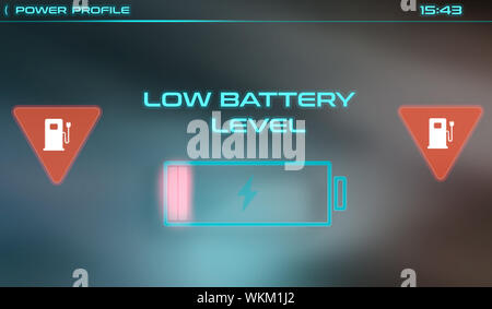 Aufladen der Batterie Schnittstelle für Auto Computer Bildschirm mit niedrigen Akkuladestand Stockfoto
