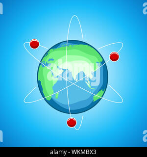 Illustration der Atom-Globus auf abstrakten Hintergrund Stockfoto
