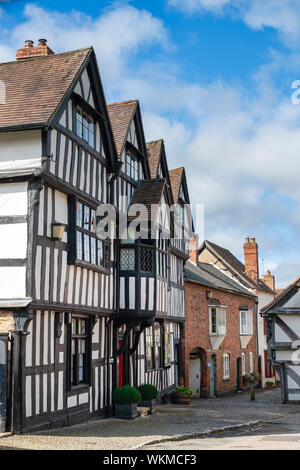 Holz gerahmten historischen Gebäude entlang Church Lane, Ledbury Herefordshire. England Stockfoto