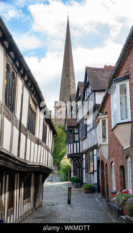 Holz gerahmten historischen Gebäude entlang Church Lane, Ledbury Herefordshire. England Stockfoto