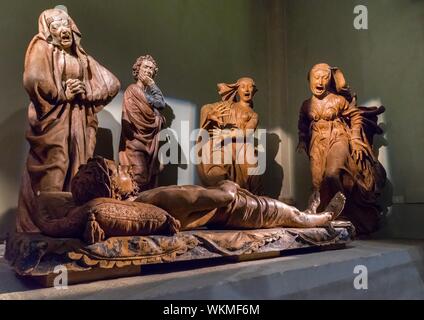 Skulpturen, Gruppe, Beweinung des toten Christus, Compianto sul Cristo Morto, von Niccolo dell'Arca, Chiesa di Santa Maria della Vita, Bologna Stockfoto