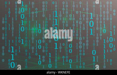 Ein Strom von binären Matrix Code auf dem Bildschirm. Nummern der Computer Matrix. Der Begriff der Kodierung, Hacker oder Abbau von crypto-Währung bitcoin. Stock Vektor