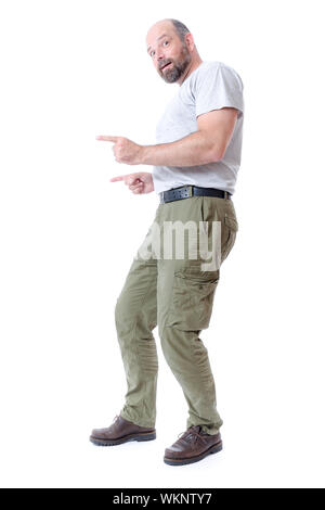 Ein Bild von einem stattlichen Mann, der auf etwas Stockfoto