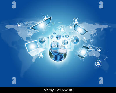 Earth Globus und Elektronik. Konzept der Kommunikation. Elemente dieses Bild sind von der NASA eingerichtet Stockfoto