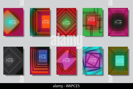 Abstrakte Quadrate design bunt Set Sammlung auf grauem Hintergrund Design moderne futuristischen Vector Illustration. Stock Vektor