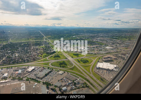 Luftaufnahme des Calgary Downtown Stadtbild in Kanada Stockfoto