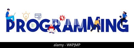 Programmiercode abstrakte Bildschirm der Entwickler. Computer Skript Team arbeiten. Vector Illustration Stock Vektor