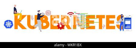 Kubernetes Programmiersprache Werkzeuge Technologie Entwicklung Software. Vector Illustration Stock Vektor