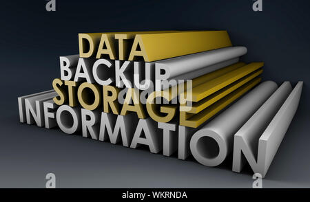 Daten-Backup-Informationen in 3d Kunst Zeichen Stockfoto