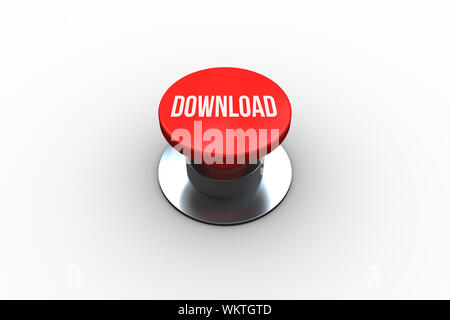 Das Wort download auf digital erzeugten roten Druckknopf Stockfoto